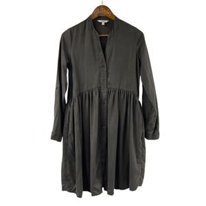 Ripe Maternity Shirt Dress XS 100% Lyocell Long Sleeve Green Button Thru